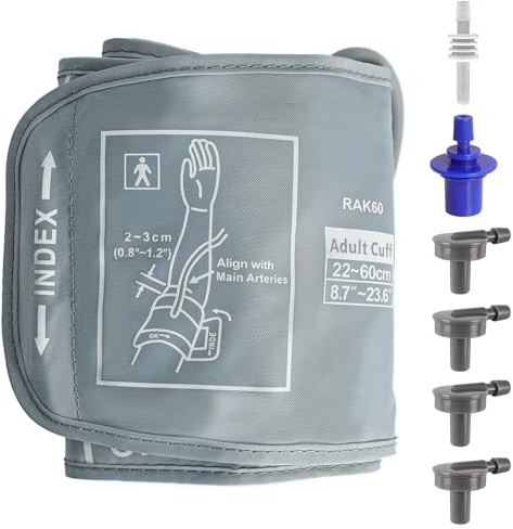 Reemplazo de manguito de presión arterial, 22-60 cm, manguito extragrande, brazo de presión arterial con 6 articulaciones, esfigmomanómetro, brazalete superior del brazo, brazalete, compatible con la