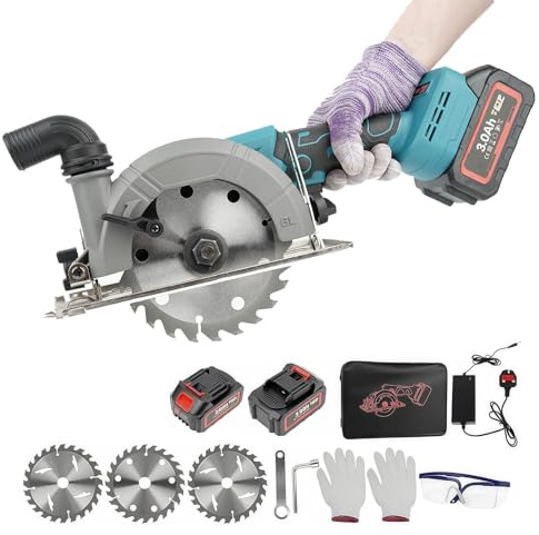 NBYTLT 20V Cordless Mini Circular Saw with 3 Blades and Battery, Plunge Circular Saws Max Cutting Depth 48mm, 0-45° Professional Electric Saw to Cutting Wood for Wood, Soft Metal, Plastic, PVC