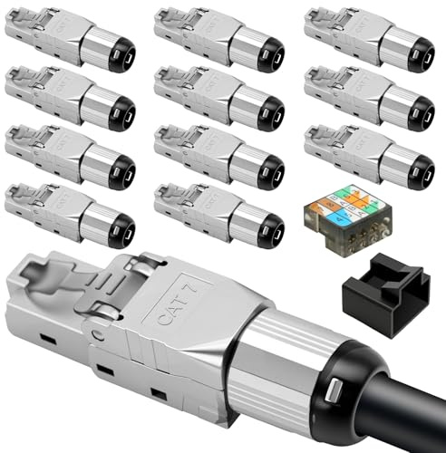 LUIRSAY 12 conectores Cat 7 RJ45, 40 Gbps RJ45 Cat 7, sin herramientas, 600 MHz, blindado LSA para CAT7, CAT6A, CAT6, CAT5E Ethernet