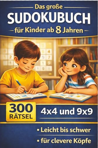 Das große Sudokubuch für Kinder ab 8 Jahren: 300 Rätsel · Leicht bis schwer · 4×4 & 9×9 · Fördert logisches Denken