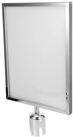 Veemoon Retractable Belt Stanchion Sign Holder for Queue Line Poles, A3 Silver Vertical Safety Barrier Sign Holder for Crowd Control and Airport Queue Management