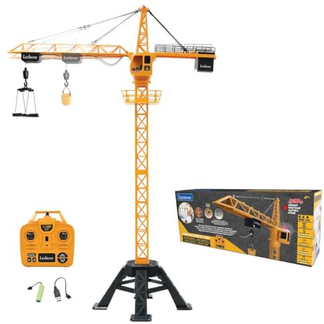 Lexibook, Crosslander® PRO, Gru RC, Gru Gigante telecomandata, Altezza 1,28 m, Solleva Fino a 500g, Multidirezionale, Effetti sonori e Luminosi, Gialla, RCP35LXB
