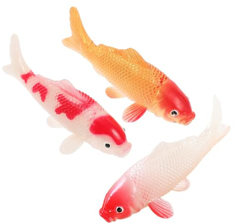 Abaodam 3pcs Artificial Koi Fish Lifelike Plastic Goldfish | Model Statues for Aquarium Fish Tank, Pond Decor & Tabletop Landscape Display