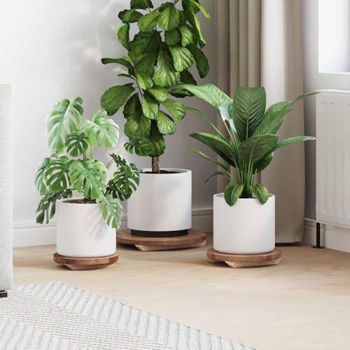 sephironlbb Växtpall 3 stycken brun mahogny trä oljad planteringspall, set i 3 storlekar för trädgård, balkong, terrass, vardagsrum, som blomställ, blompelare, podest hylla