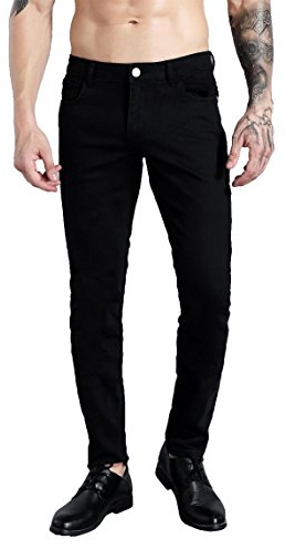ZLZ Men's Skinny Slim Fit Stretch Comfy Fashion Jeans Pants, Casual Black Pants for Men Size 32