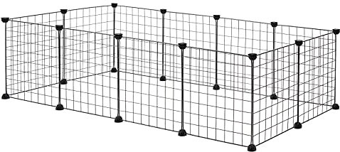 EUGAD Freigehege für Kaninchen 36cm Hoch Kleintiergehege Metallgitter,Freilaufgehege Kaninchen Innen,Kleintierkäfig Kaninchenkäfig, DIY Gehege Kleintiere,Kleintiergehege für Hamster 142x72x36cm