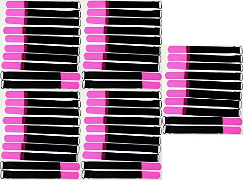 50x 16 cm x 16 mm wiederverschließbare Klett-Kabelbinder NEON PINK mit Metall-Öse - Kabel-Klettband 160 mm wiederverwendbar