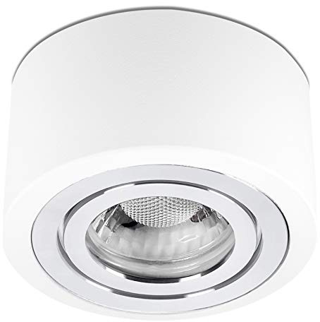 lambado® LED Aufbauleuchte für Feuchtraum/Deckenstrahler inkl. 230V 5W Spots dimmbar - Wasserschutz für Bad & Außen - flacher Aufbaustrahler IP44 in weiss