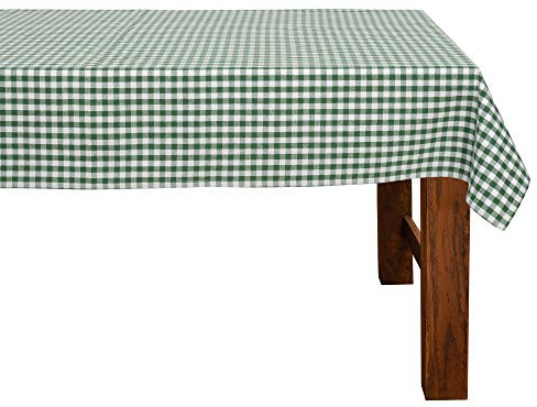 FILU Tischdecke 100 x 140 cm Dunkelgrün/Weiß kariert (Farbe und Größe wählbar) - hochwertig gefertigtes Tischtuch aus 100% Baumwolle