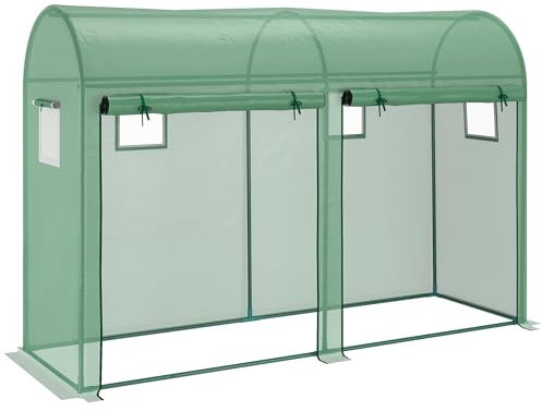 Outsunny Walk-in Greenhouse, Tomato Greenhouse with Double Doors & 4 Windows, Garden Plant Growth Green House with PE Cover, Steel Frame, Green, 3 x 1 x 2 m