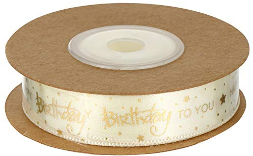 Milisten 9,1 Happy Birthday Satinband Polyesterband Dekoband Geschenkband für Party Festival Kunst Handwerk, 1,5 cm, beige