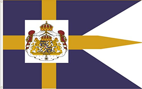 BANDIERA REALE DELLA SVEZIA. STANDARTO REALE (NON TAGLIATO) SVEDESE. QULITÀ RASO 90D. DIMENSIONI GRANDE 150X90