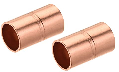 sourcing map Droit Cuivre Couplage Raccords 5/16 Pouce ID Soudage Joint pour HVAC Climatisateur Paquet de 2