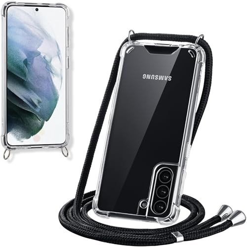 JProtect für Samsung Galaxy S21 Hülle mit Band – Handyhülle zum Umhängen mit Band in Schwarz – Handykette Samsung Galaxy S21 Kordel Hülle mit Kette/Schnur – Schützendes Case