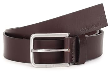 Calvin Klein Cintura Uomo Warmth Oiled Grain 3.5 cm Cintura in Pelle, Marrone (Dark Brown), 90 cm