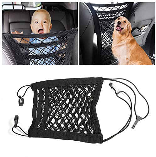 Car Dog Barrier, 3 Layer Back Seat Organizer Net Pocket for Pets Kids