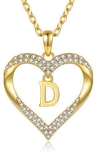 CDE Kette Damen 18K Vergoldet Halskette Initialen Herz Anhänger Buchstabenkette für Damen A-Z Personalisiert Kette Schmuck Geburtstags Geschenk für Teenager Mädchen Frauen Valentinstag Weihnachten | Geburtstags Geschenk für Sie Initiale Herz Anhänger Buchstabenkette für Valentinstag Weihnachten Schmuck Frauen Freundin