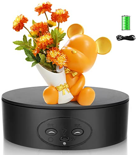 Platine Tournante Électrique 13CM Mini Plateau Rotatif à 360 Degrés Photographie Tournant Automatique Table Tournante Rotative Portatif Alimenté par USB Support Motorisé de Bijoux, Montres