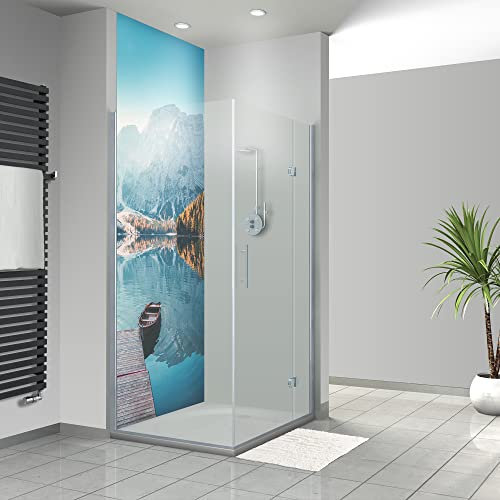 WANDFREUDE individuelle Duschrückwand Aluverbundplatte auf Maß (1 Stück - Gemaelde Boote auf See - Premium Brillant Lack) – Dusche Wandverkleidung Duschwandverkleidung Duschrückwände