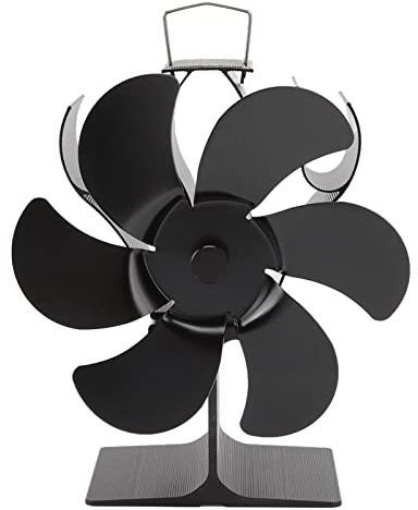 Wakects Ofenventilator für Kamin, 6 Flügel, Kaminventilator, selbststartender Ofenventilator, kein Strom, hitzebetriebener Kaminventilator für Holzscheitbrenner, Kamin, 105 x 75 x 184 mm