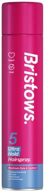 Bristow's Ultra Hold Hairspray Pack of 6, up to 24 hours hold, tames flyaways, non sticky, Vegan, protects against humidity, 400ml