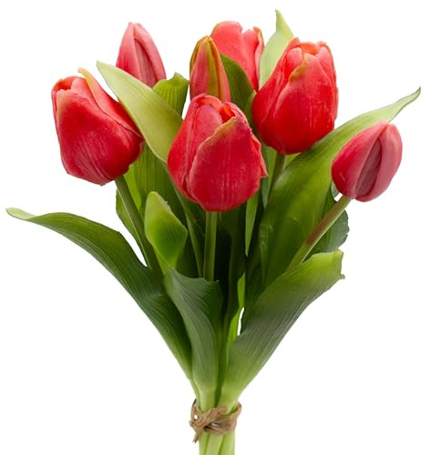 mucplants künstliche Tulpen Tulpenbündel mit 4 Tulpen und 3 Tulpenknospen real Touch (Beauty)
