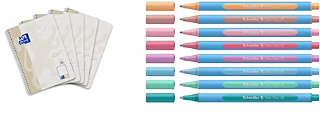 Oxford Touch Collegeblock B5 punktkariert/dotted, 80 Blatt, lichtgrau, 5 Stück & Schneider 152289 Slider Edge Pastell XB Kugelschreiber (Dreikant-Stifte mit Strichbreite XB) 8 Stück sortiert
