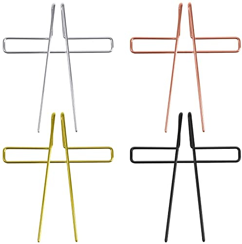 Thinp Confezione da 4 supporti per pagine per libri, in metallo, con clip per libri musicali, in metallo, per spartiti, accessori per la lettura(oro, argento, oro rosa, nero)