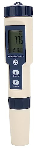 Digitales Salzgehaltmessgerät, EZ-9909 5-in-1 5-in-1-Salzgehalt-PH-Temp-EC- und TDS-Messgerät Wasserqualitätsprüfgerät PH-Salzgehalt-TDS-EC-Tester mit Hintergrundbeleuchtung