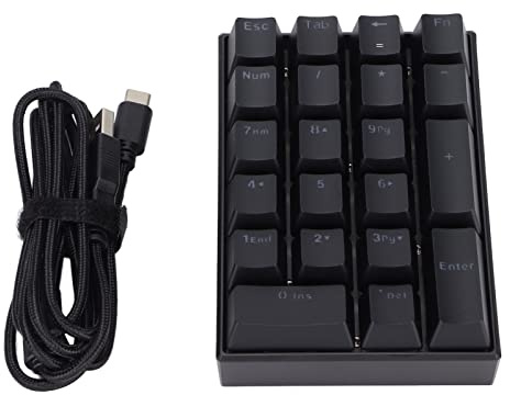 Teclado Numérico Mecánico, Teclado Numérico De 21 Teclas Teclado Numérico con Cable USB con Teclado Numérico Retroiluminado RGB para Teclado para Juegos De Computadora Portátil Diseño(Green Shaft)
