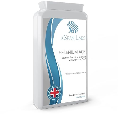 Selenium ACE 50mcg 365 Tablets - A Year's Worth of Well-Balanced Selenium Formula Infused with Vitamins A, C & E - Bolsters The Immune System & Offers Essential Antioxidants