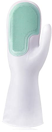 DUnLap Cleaning Gloves Magic Silicone Dishwashing Gloves Scrubber Dish Washing Soft Latex Rubber Scrub Gloves Kitchen Supplies Tableware Cleaning Tools Eco Friendly Cleaning Gloves(Green 1 Pc)