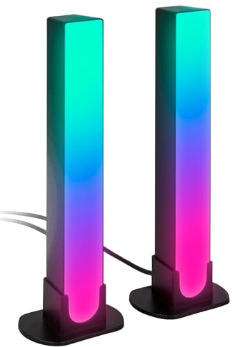 BRILONER – 2er Set LED Lightbar mit Appsteuerung, RGBIC Tischlampe und Wandlampe für Sprachassistenten, Gaming Zubehör mit Musiksensor, TV Hintergrundbeleuchtung, Schwarz, 24 cm hoch