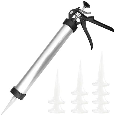 Pistola de herramientas de calafateo, salchicha de aluminio de 20 oz pistolas de calafateo de calafateo con pistola de pegamento suave y duro con 10 boquillas sellador de sellador kit hogar