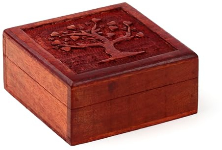 Puckator - Scatola in Legno di Mango con Albero della Vita Intagliato