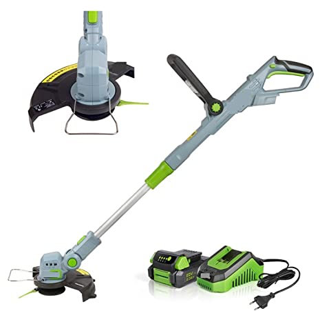 DIKAMAN Tagliasiepi Elettrico, 20V Elettrico Rasaerba Cordless Grass Trimmer Rilascio Automatico String Cutter Potatura Attrezzi da Giardino con 20PC Lame di Ricambio Facile da avviare e maneggiare