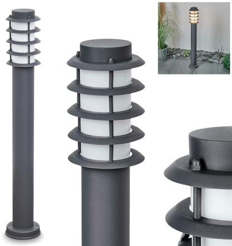 HOFSTEIN Außenstehleuchte Tunes, Außenwegeleuchte aus Metall/Kunststoff in Anthrazit/Weiß, moderne Wegeleuchte für Garten, Außenbereich, Hof, Höhe 80 cm, E27, IP44