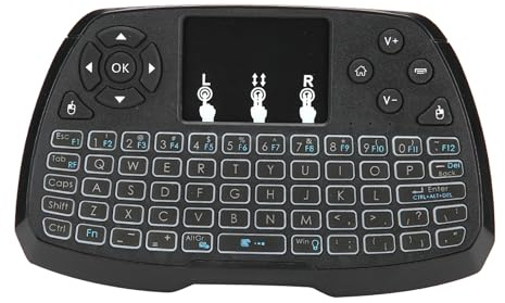 Mini Tastiera, Mini Tastiera Wireless Retroilluminata con Mouse Touchpad, Telecomando Combinato con Batteria Ricaricabile agli Ioni di Litio E Tasti Multimediali, Retroilluminazione 2 in 1, Doppia Man