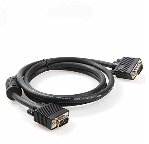 EVURU 1 Pieza 1 Metro Ordenador Personal Monitor de computadora Macho a Macho 15 Pin Vga m/m Cable de Cable Negro Compatible with PC TV, SVGA analógico 1920 x 1080p