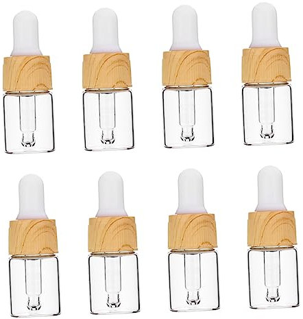 WOONEKY 8stücke Teiliges Ätherische Öle Tropfflaschen Aus Glas Mit Holzmaserung Nachfüllbare Pipettenflaschen Für Reisen Exaktes Dosieren Von Parfüm Und Flüssigkeiten