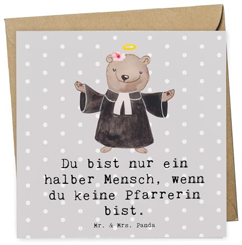 Mr. & Mrs. Panda Deluxe Karte Pfarrerin Herz - Geschenk, Glückwunsch, Jubiläum, Kollege, Klapp, Dienerin Gottes Geistliche, Dankeschön, Geburtstags, Theologin, Einladungs, Hochwertige Gruß
