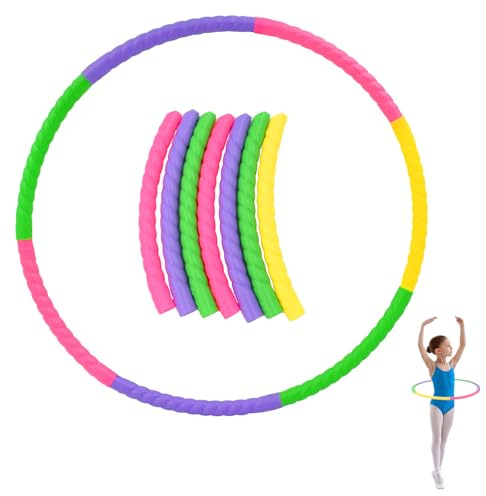 Hyacinthy Hula Fitness Reifen Kinder Hoop, 7-teiliges Kunststoff Abnehmbares Hullahub Reifen, Hoola Hoop für Tanz Fitness, Hola-Reifen-Hoop für Erwachsene und Gymnastikreifen Kinder ab 3 4 5 6+ Jahre