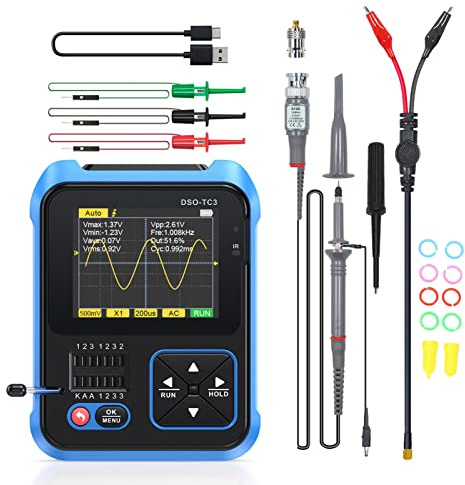 Osciloscopio Digital Portátil de Mano, Probador de Transistores, Medidor de Resistencia de Capacitancia de Inductancia, Pantalla a Color TFT de 2,4 Pulgadas, Ancho de Banda de