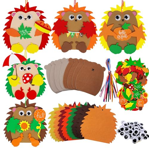 SUPJADE Igel Herbst Bastelset Deko für Kinder 8Stück Herbst Deko Filz Lgel Bastelset Herbst Halloween Basteln Herbstdeko DIY Lgel für Kinder Kreativ DIY Basteln Kunsthandwerk für Thanksgiving Deko