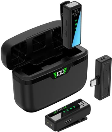 Solinder Mikrofon, kabelloses Mikrofon, professionelles Ansteckmikrofon, Rauschunterdrückung, keine Verzögerung, Plug and Play, leicht, Dual-Mikrofon, wiederaufladbar für Handy, Live-Übertragung