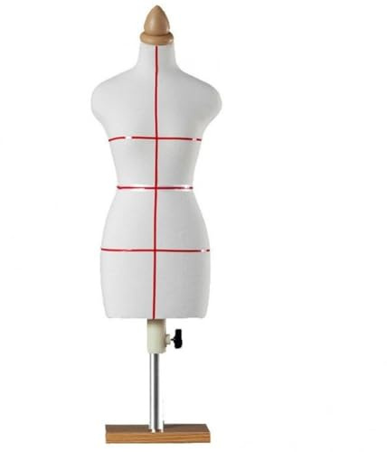 Zghhc 1/4 Weiblicher Schaufensterpuppen-Torso Rundem Ständer, Mini-Holz-nähschaufensterpuppen-körper, Stativständer, Kleidungsdisplay-Modell Zum Nähen