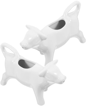 Cabilock 2piezas Jarras De Leche Pequeñas De Cerámica Con Diseño De Animales Multiuso Para Café Salsa y Aderezos Fácil De Limpiar y Duraderas Capacidad