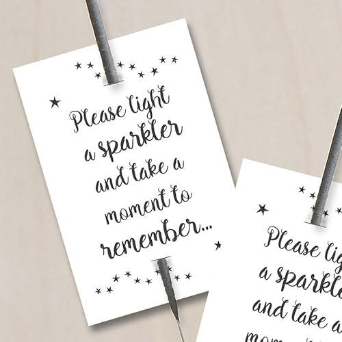 ANGEL & DOVE 50 White Sparkler Funeral Favour Cards - Memorial Keepsake, Remembrance (Sparklers Not Included)