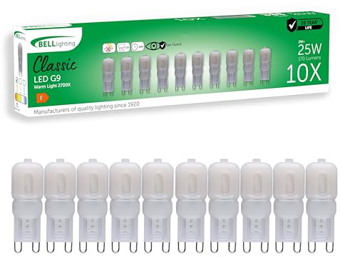 BELL Lighting G9 Energy Saving LED Capsule Bulbs Warm White 2W 10 Pack | Energy saving G9 LED capsule bulbs with 2700K warm white light, 170lm brightness and 25W equivalent output for lamps.