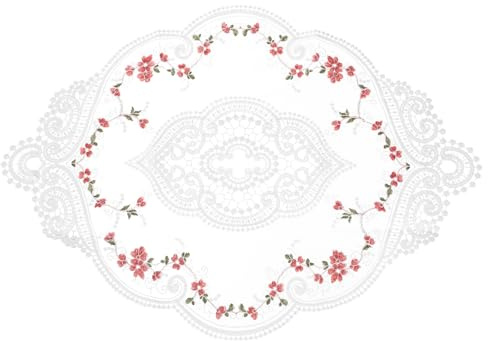 sourcing map Tovaglietta in pizzo retrò 30,5 x 43,2 cm, ovali ricamati, centrini all'uncinetto, sottobicchieri per casa, matrimonio, bianco